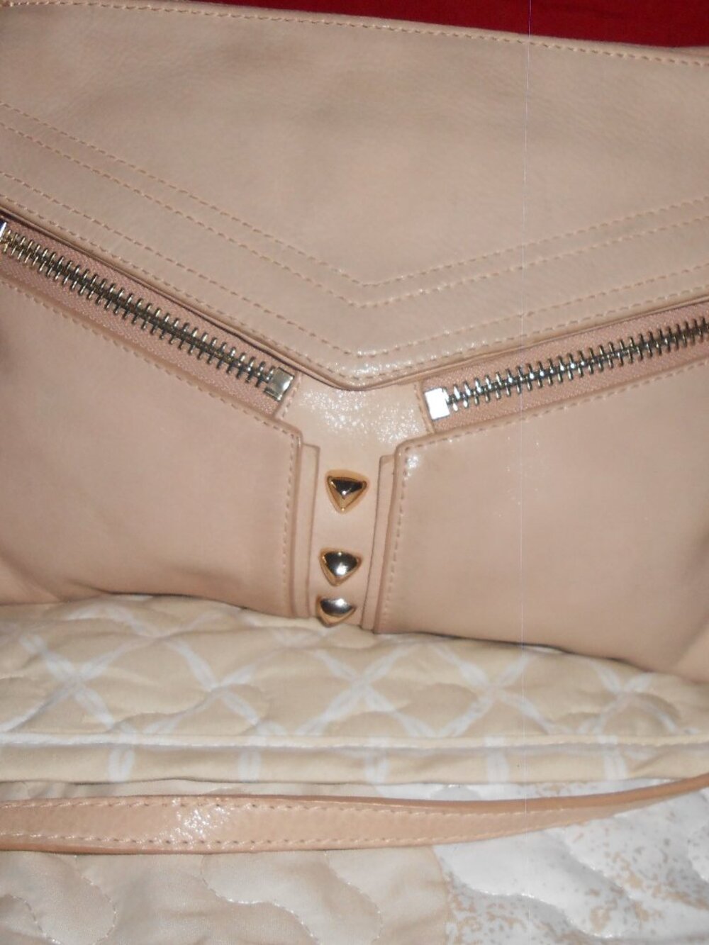 Botkier New York crossbody bag tan leather satchel unlined multiple zippers GC